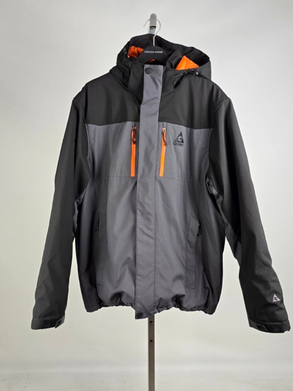 Gerry Men’s Hooded Technical Jacket – Gray & Black with Orange Accents Size 2X